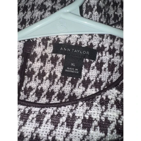 Ann Taylor Plum White Houndstooth Short Sleeve Dress Size XL Business Casual - Picture 6 of 7
